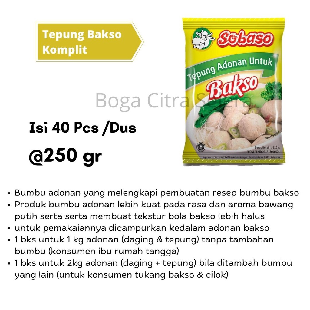 Sobaso Tepung Adonan Lengkap Praktis Untuk Bakso 250gr