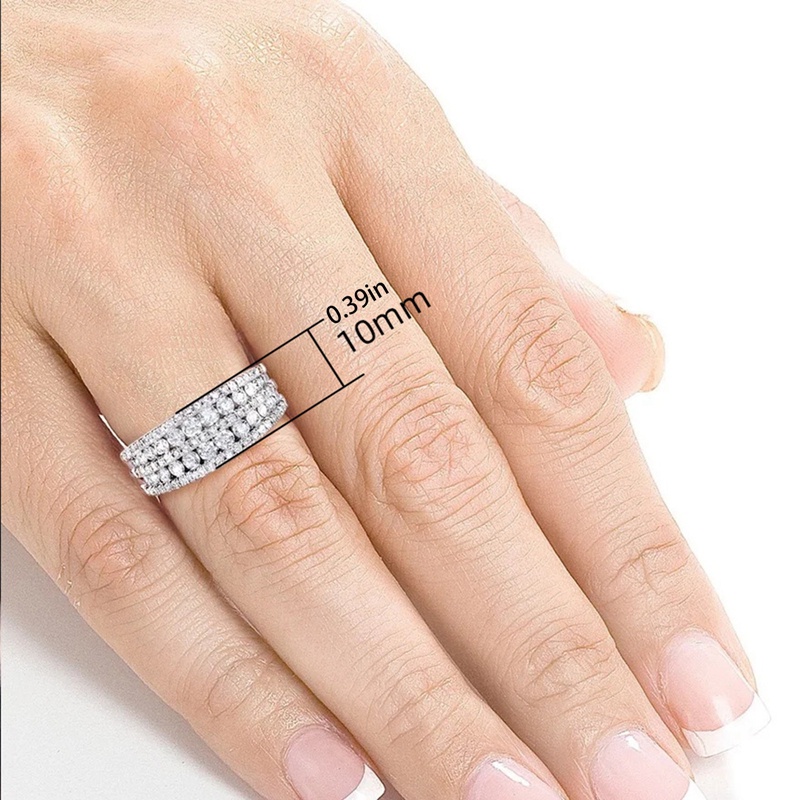 Fancyqube Cincin Berlian Zircon Bentuk Lingkaran Penuh Gaya Eropa Dan Amerika Untuk Pertunangan