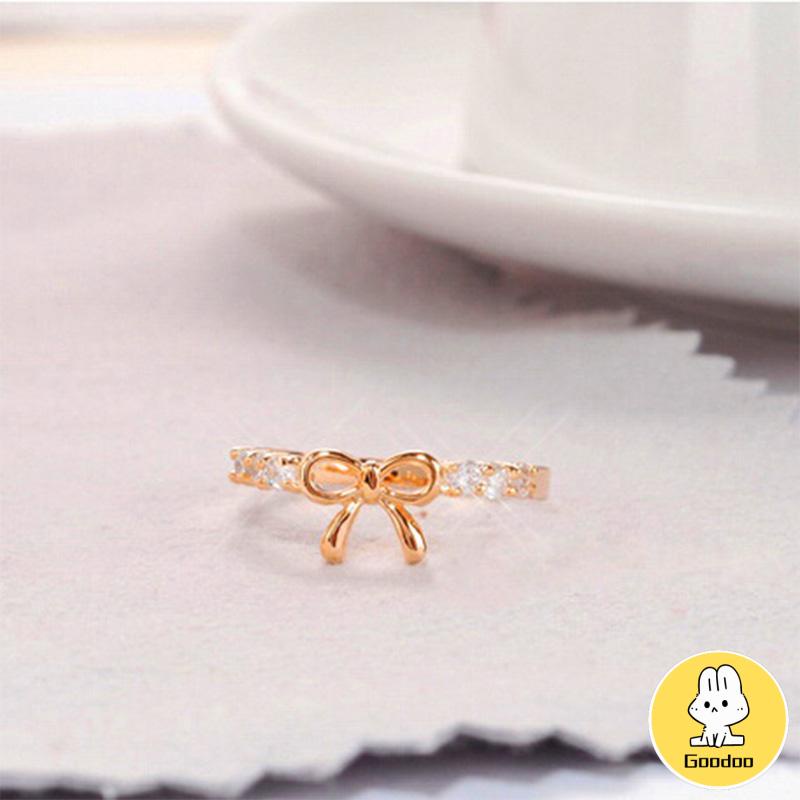 Cincin Korea Desain Pita Hias Berlian Gaya Simple Untuk Wanita -Doo