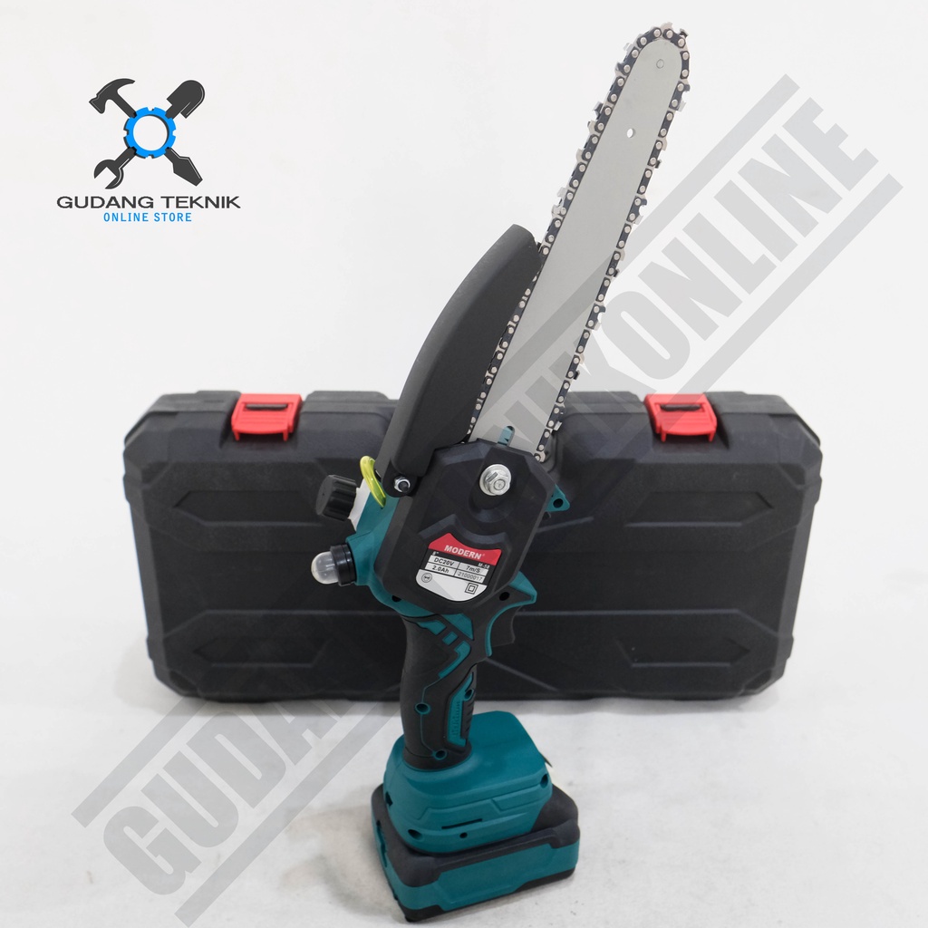 MESIN GERGAJI TANGAN M58 MODERN Rantai Mini Kecil BATERAI / Mini Chainsaw CORDLESS Gergaji Potong Kayu Mini M 58 MODERN