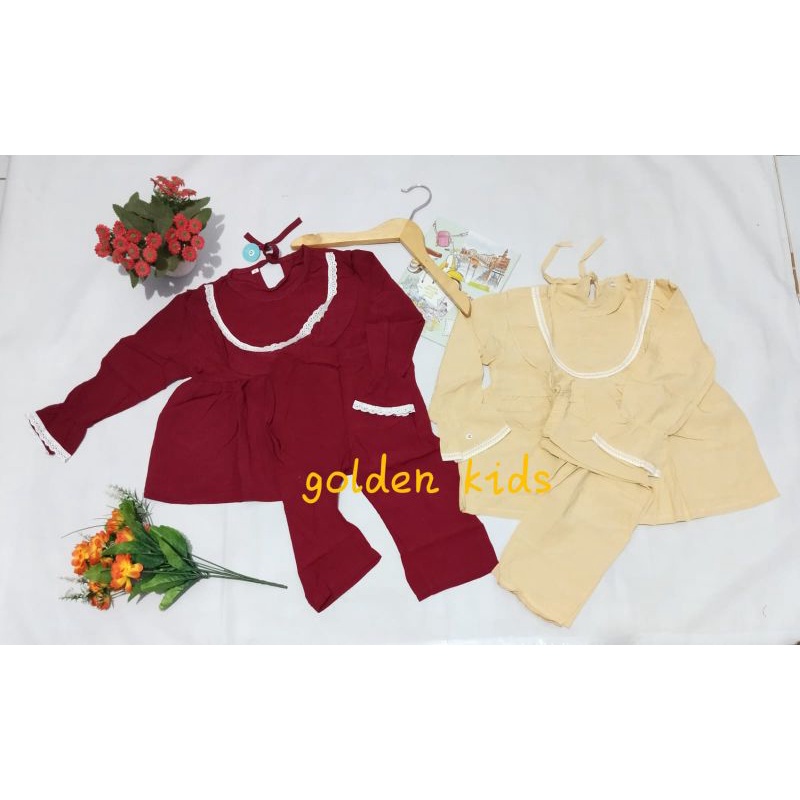 SETELAN TUNIK CRINKLE RENDA ANAK PEREMPUAN 1-5 TAHUN / SET TUNIK CRIKLE ANAK PEREMPUAN MURAH