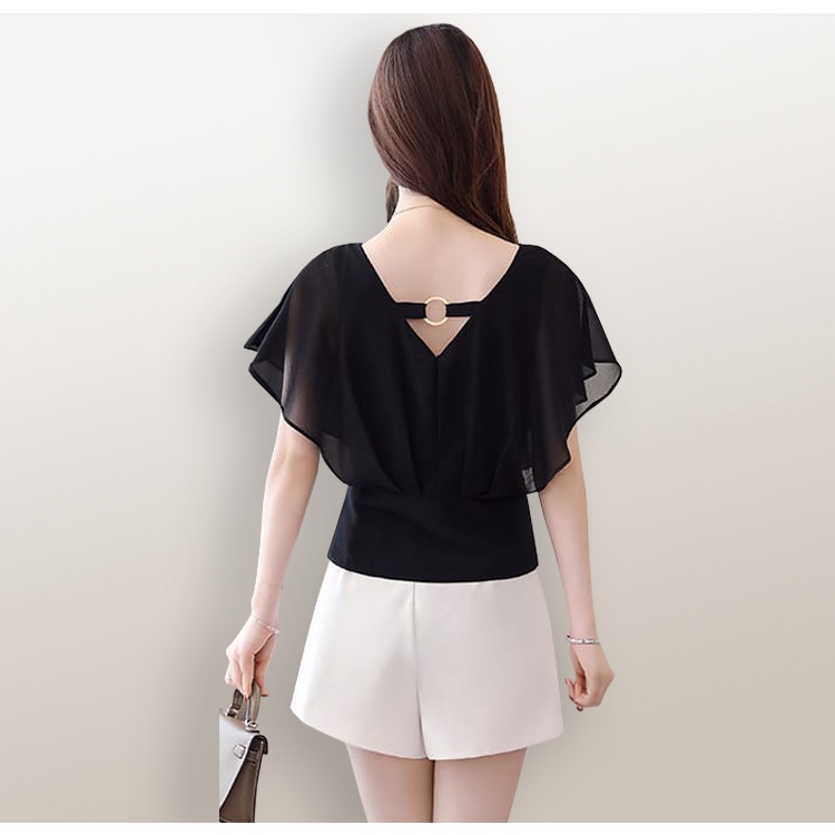 Blus Sifon Gaya Korea lengan pendek wing model terbaru - XSHOP Nami