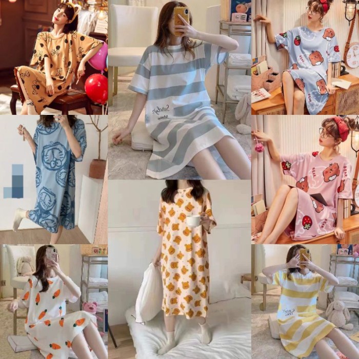 BAJU DASTER KAOS KEKINIAN DRESS MINI DRES SPANDEK IMPORT WANITA KOREA DASTER PIYAMA BAJU TIDUR FASHI