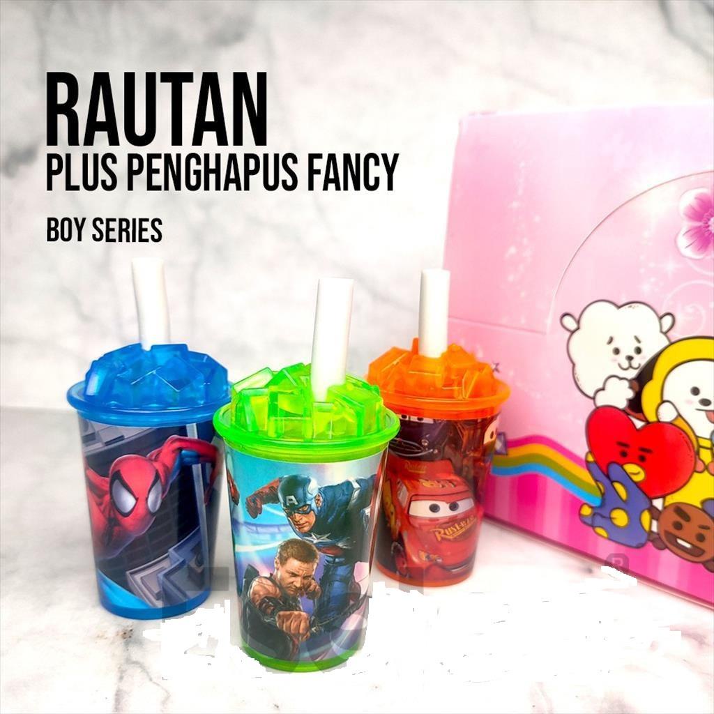 OTS 917 - Rautan gelas cup + penghapus karakter Kartun Lucu Superhero BT21 Rautan Peruncing Pensil Serutan Fancy