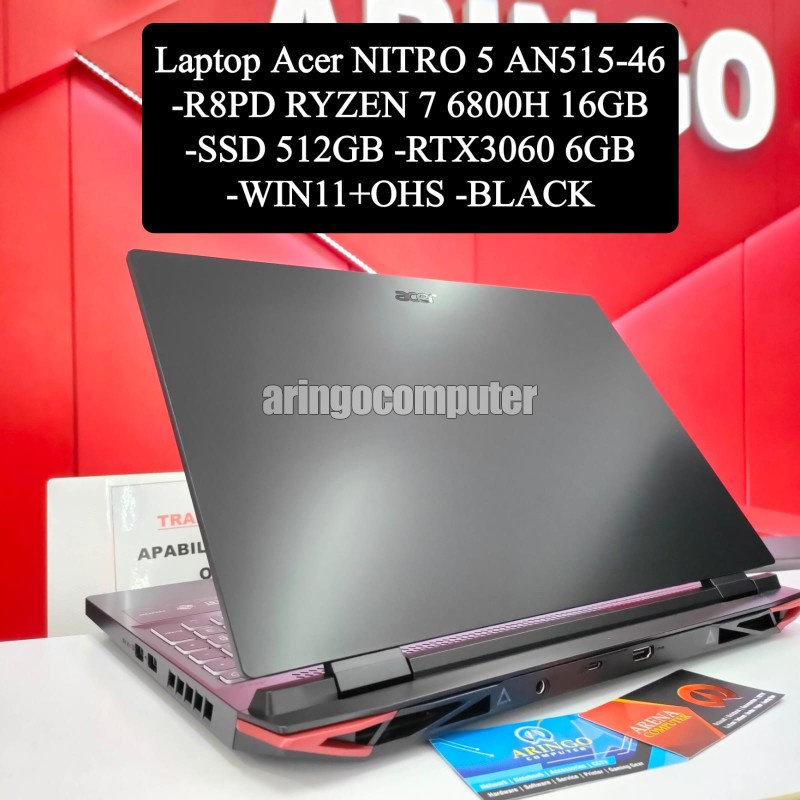Laptop Acer NITRO 5 AN515-46-R8PD RYZEN 7 6800H 16GB -SSD 512GB -RTX3060 6GB -WIN11+OHS -BLACK