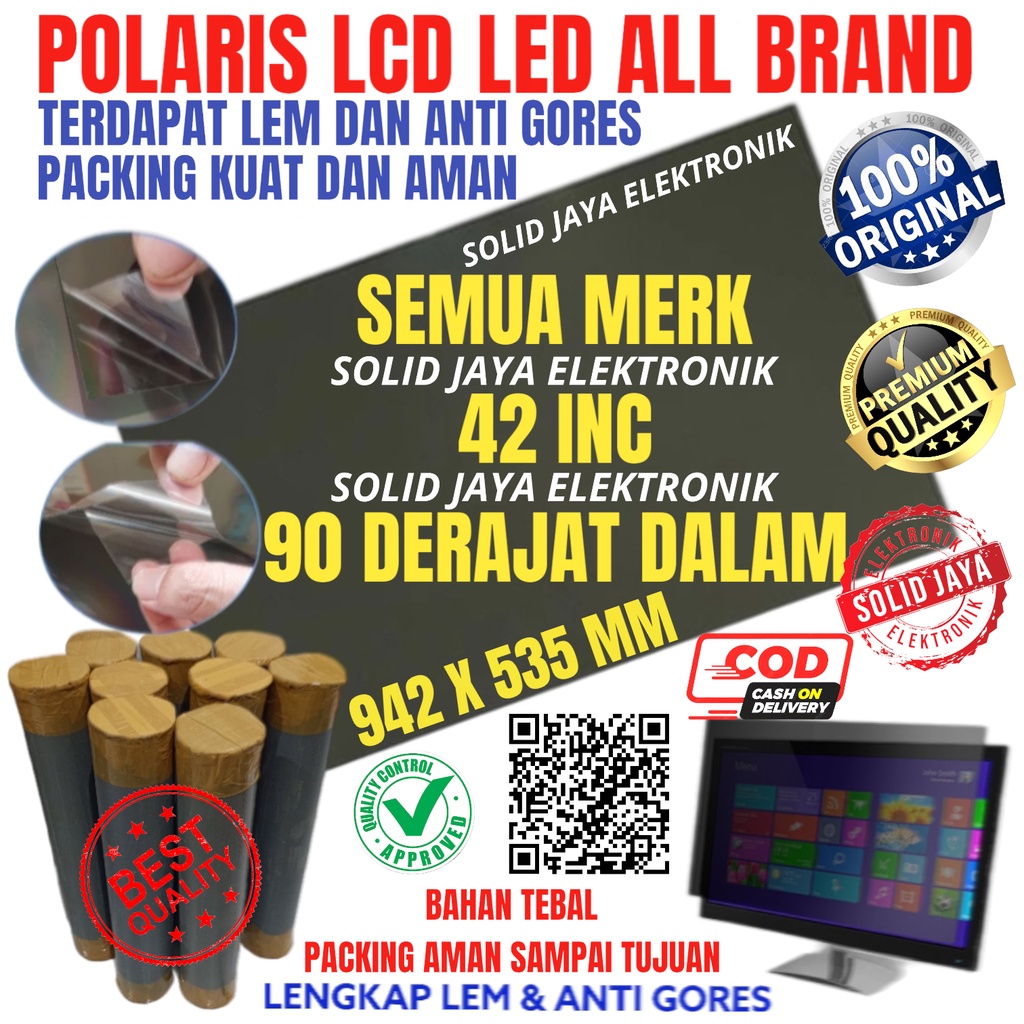 POLARIS LCD LED 42 INC 90 DERAJAT DALAM POLARIZER 42INC 42INCH 42IN 42&quot; POLARIZED LCD LAPISAN KACA LCD LED POLALISER DALAM LAPISAN BELAKANG TV LED LCD 90 DRAJAT DRAJAD DERAJAD 42 INC IN INCH POLARIZ POLARISER POLARIZER POLARIZER