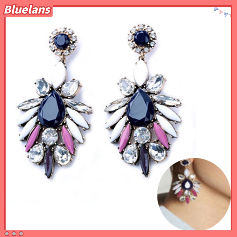 Anting Stud Juntai Aksen Berlian Imitasi Untuk Wanita