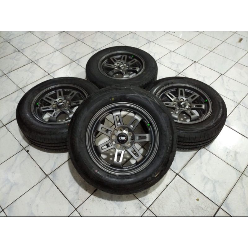 Velg bekas HSR DAIMON Ring 15+ban dunlop 205 65 R15 pcd 5x100/114,3 lebar 7 et 40 inova apv luxio er