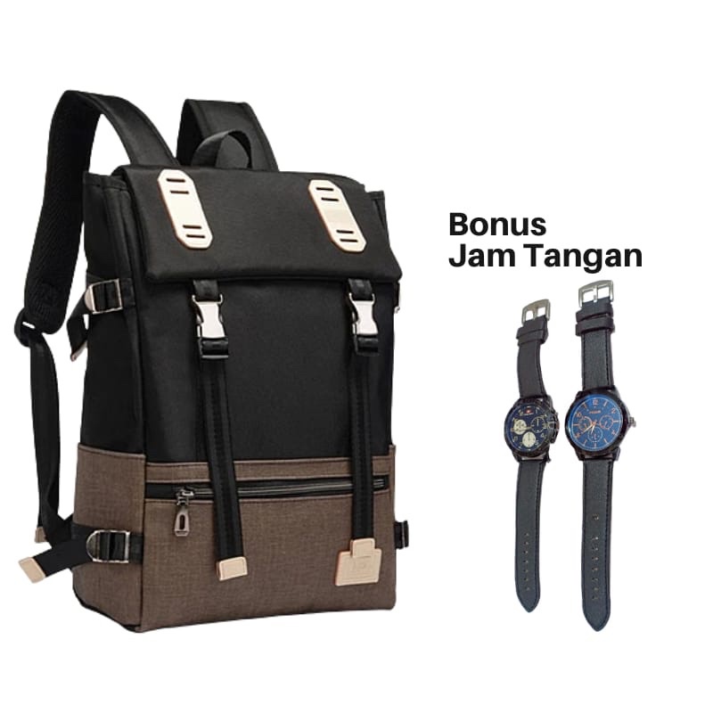 Promo Ransel Distro Fashion Korea Tas Ransel Pria Backpack Tas Sekolah Tas Kuliah Kerja { Bisa Cod }