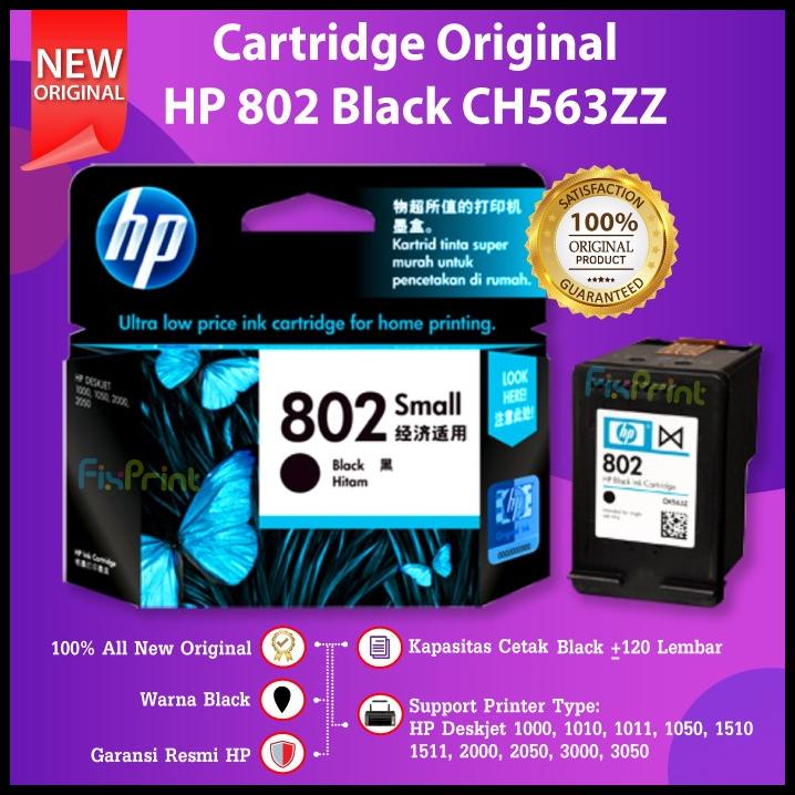 Hp 802 Black Ch563Zz Cartridge Tinta Printer Deskjet 1000 1010 1050