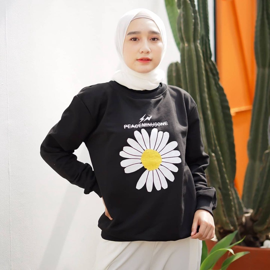 ONE DAISY BIG SUN FLOWER CRAWNECK // SWEATER WANITA TRENDY #OD