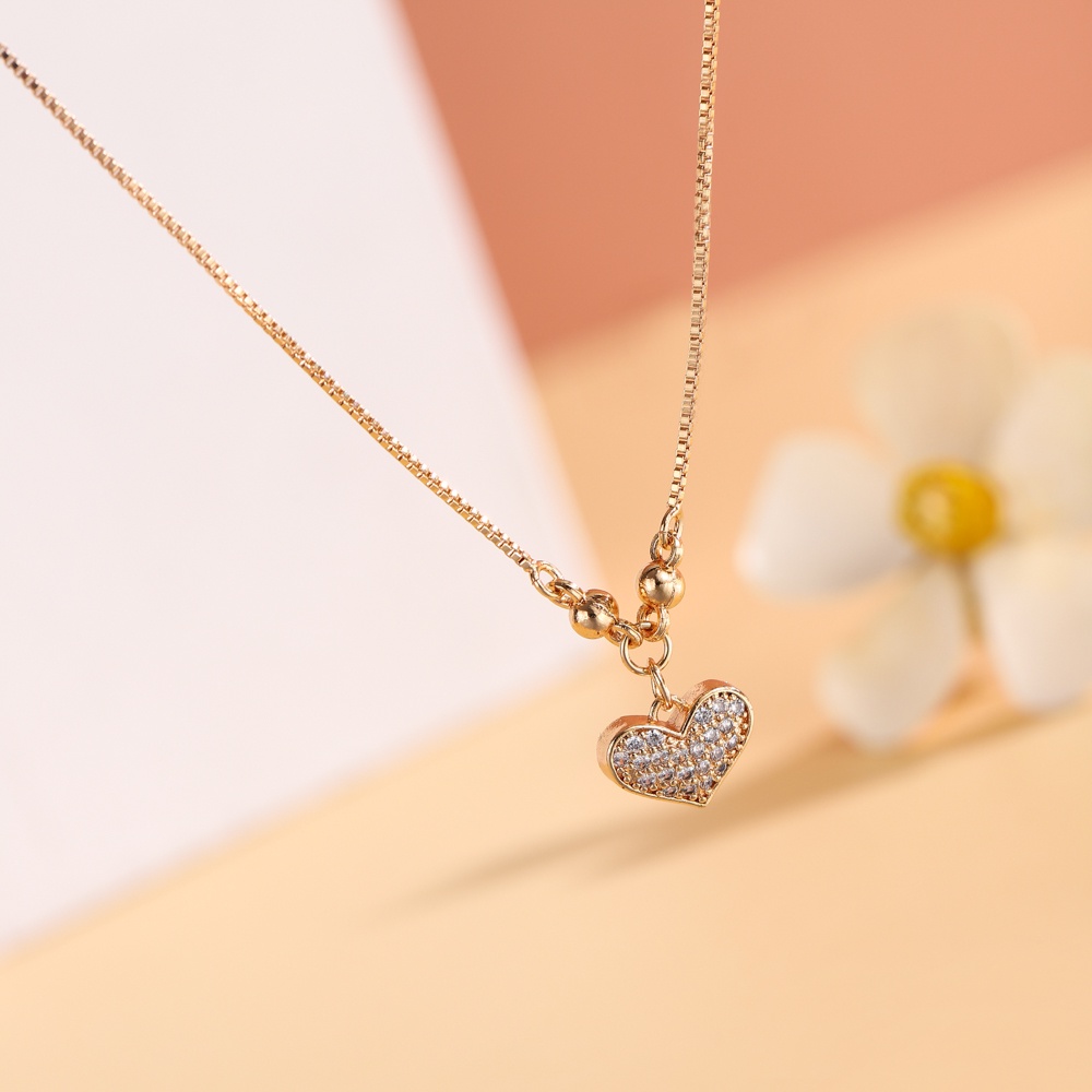 ✅COD Kalung Titanium Wanita Fashion Perhiasan Emas Nama Dewasa Aksesoris Rantai Berlian Hati Liontin Anti Karat D066-D015