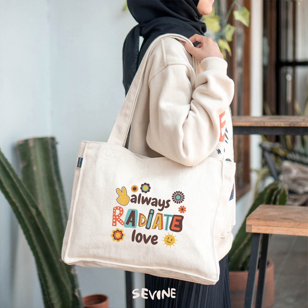 Sevine Totebag Kanvas Daisy Tas Wanita Tote Bag Kantong Laptop Kuliah Sekolah Kerja Y2K Quotes Aesthetic - KS