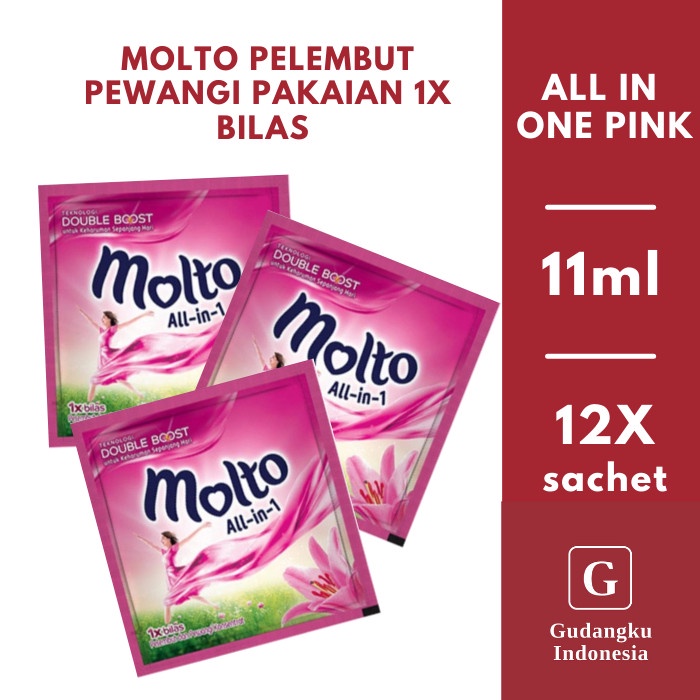 Promo Molto Pink all in one 1 renceng Pelembut dan pewangi Pakaian