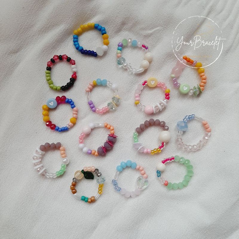 [R7]-(PRE ORDER) PROMO!! Mix Ring | Cincin mixed | Cincin manik mote | Korean Ring | Aksesoris wanita simple | Cincin beads | KPOP