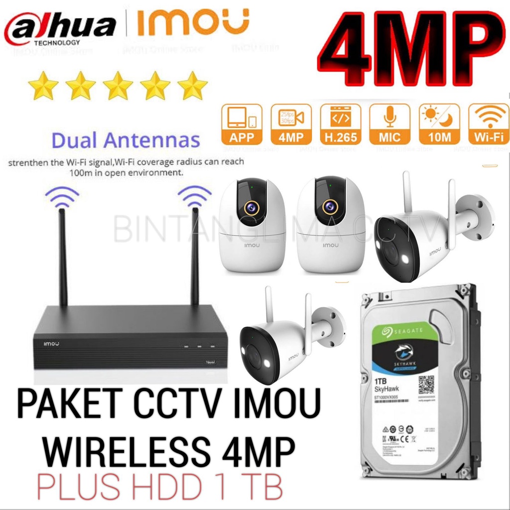 PAKET 4 CAMERA CCTV IMOU WIRELESS 4MP