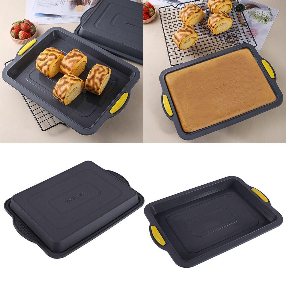 Solighter Brownie Pan Dapur DIY Mousse Persegi Panjang Oven Tray Toast Tray Roti Kue Loyang Silikon