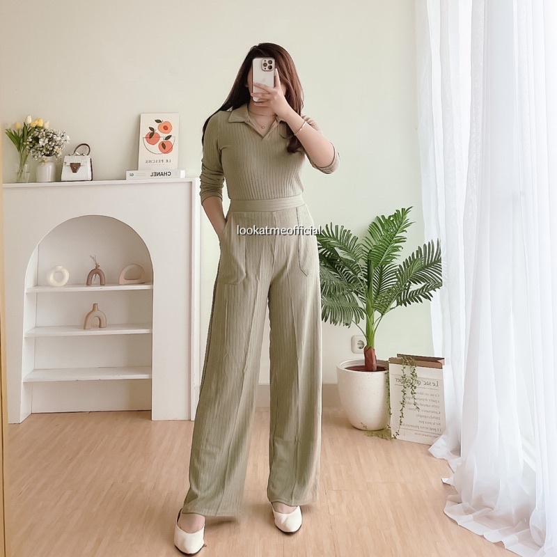 lookatmeofficial • Malika Set - Setelan Atasan dan Bawahan Bahan Knit Premium