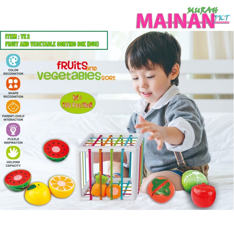 MAINANKEI MAINAN ANAK MURAH BUAH GAME SHAPES SORTING YE1 MAINAN EDUKASI KERANJANG BUAH POTONG