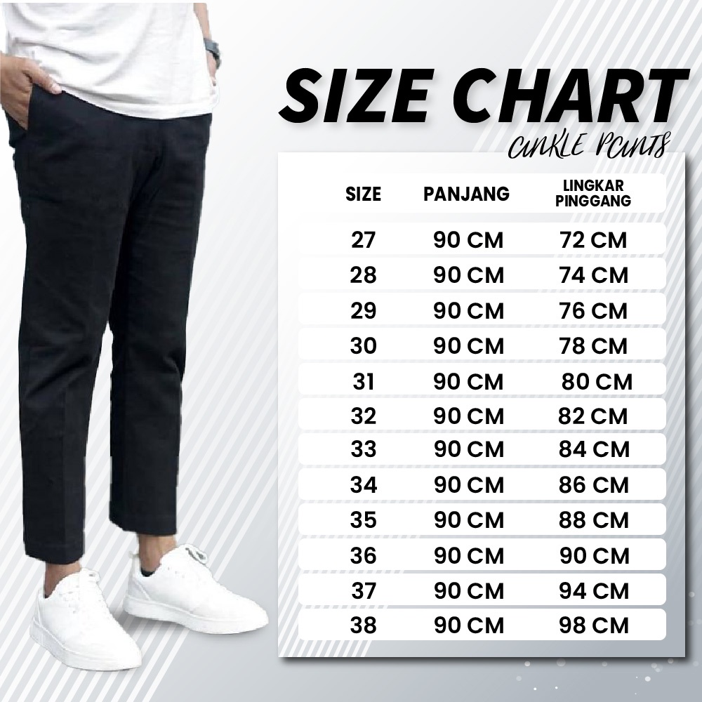 CELANA CHINO Ankle pants Panjang Cowok Slimfit KERJAHARIAN Santai Kasual Formal Hitam Abu Cream Mocca