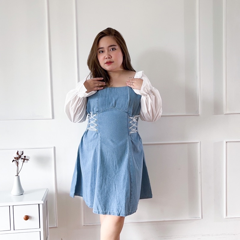 [ LittleBigCloth ] Haewon Denim Dress // Korean Dress Bigsize Denim Dress