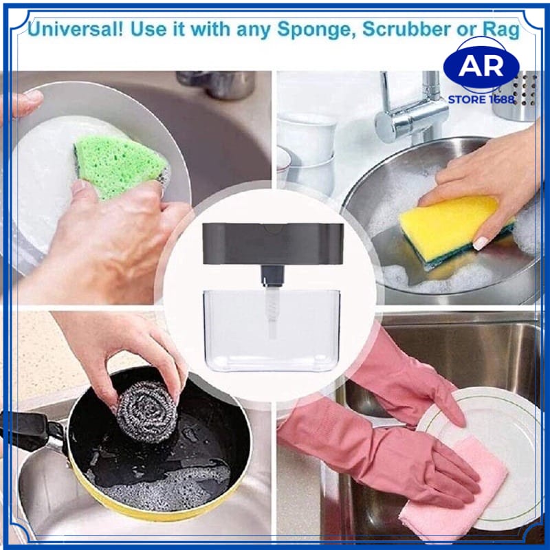 AR-Dispenser Sponge Sabun &amp; Holder Spons Cuci Piring 2in1