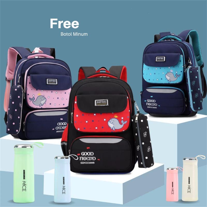 RANSEL PAUS SET 2in1 BACKPACK DOUBLE DECKER TAS ANAK KARAKTER PAUD RANSEL PEREMPUAN LAKI LAKI