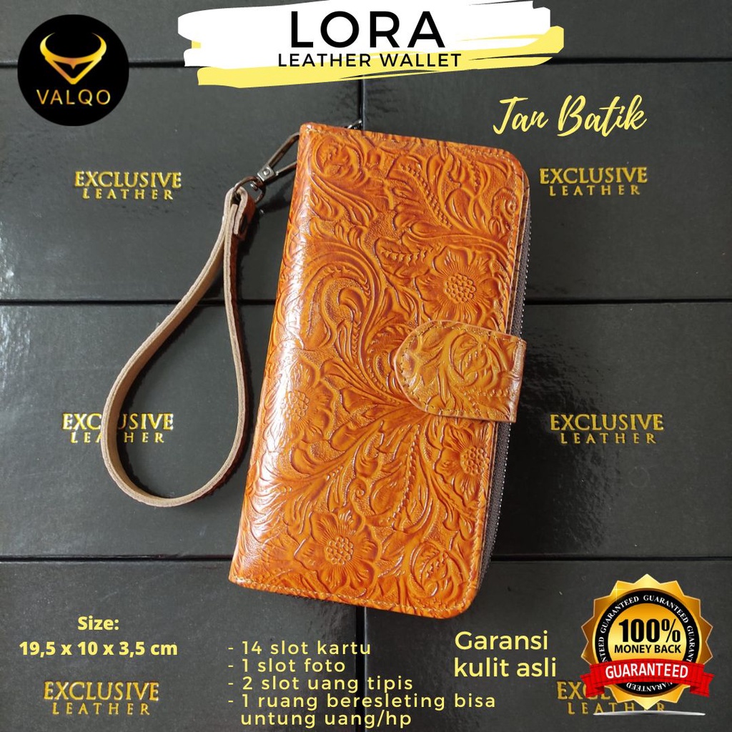 [VALQO] LORA Dompet Wanita Kulit Sapi Bisa untuk Dompet HP 6,7 inch