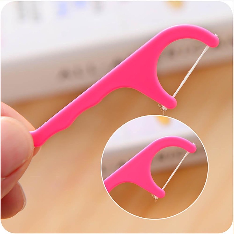 Dental floss tooth pick pink putih isi 25 tusuk gigi plastik flossing toothpick picks sela gigi ALICE DENTAL