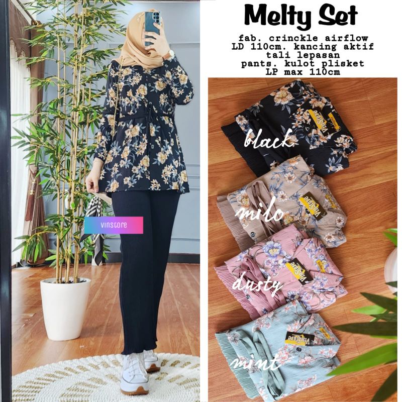 Melty set // setelan Celana Kulot plisket