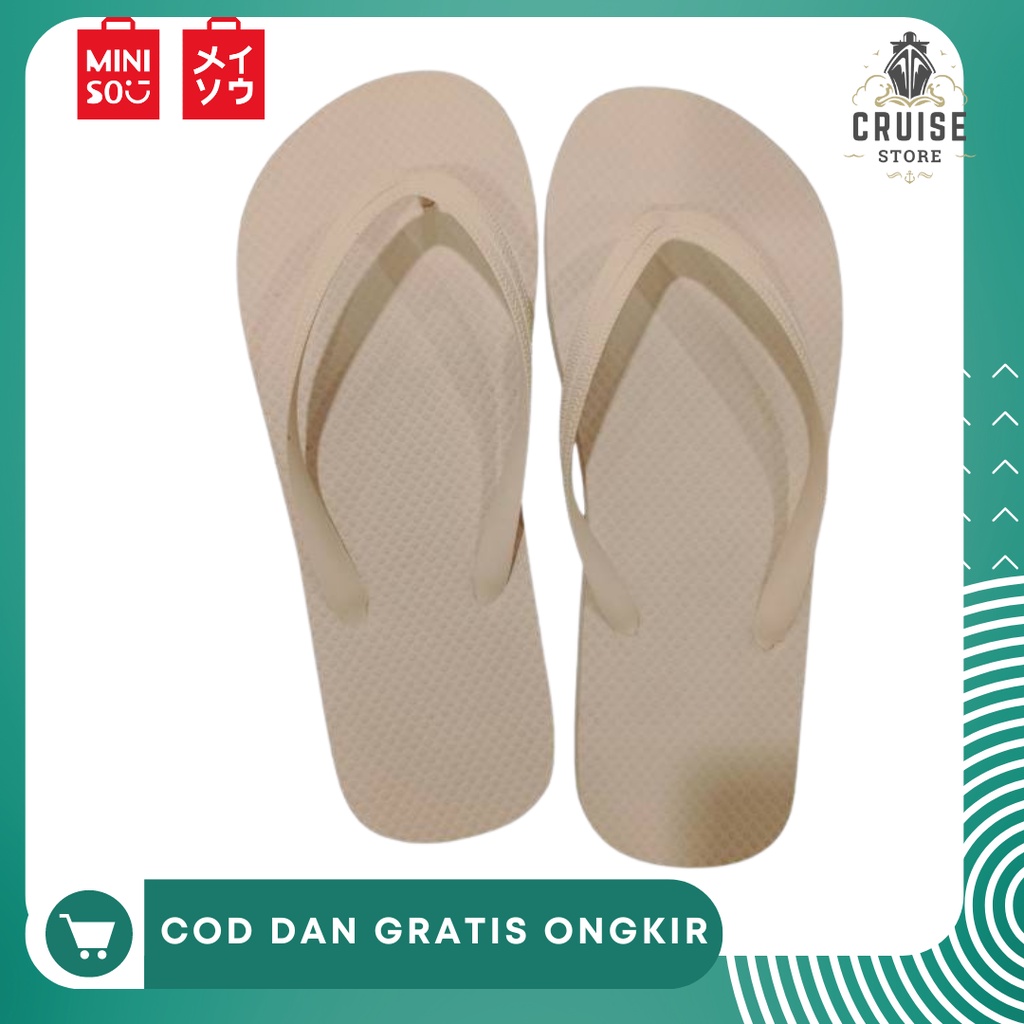 Sandal Jepit MINISO Cewek Sandal Flip Flops Sendal Kolam Renang Dan Pantai Solid Color Nyaman Abu No