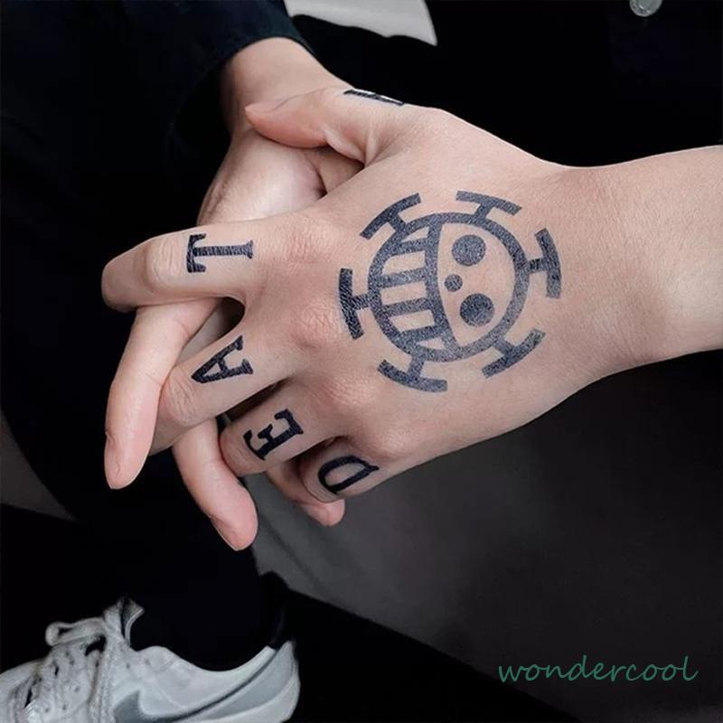 Stiker tato kartun Anime satu potong topi jerami Luffy tahan tahan lama stiker tato-Won