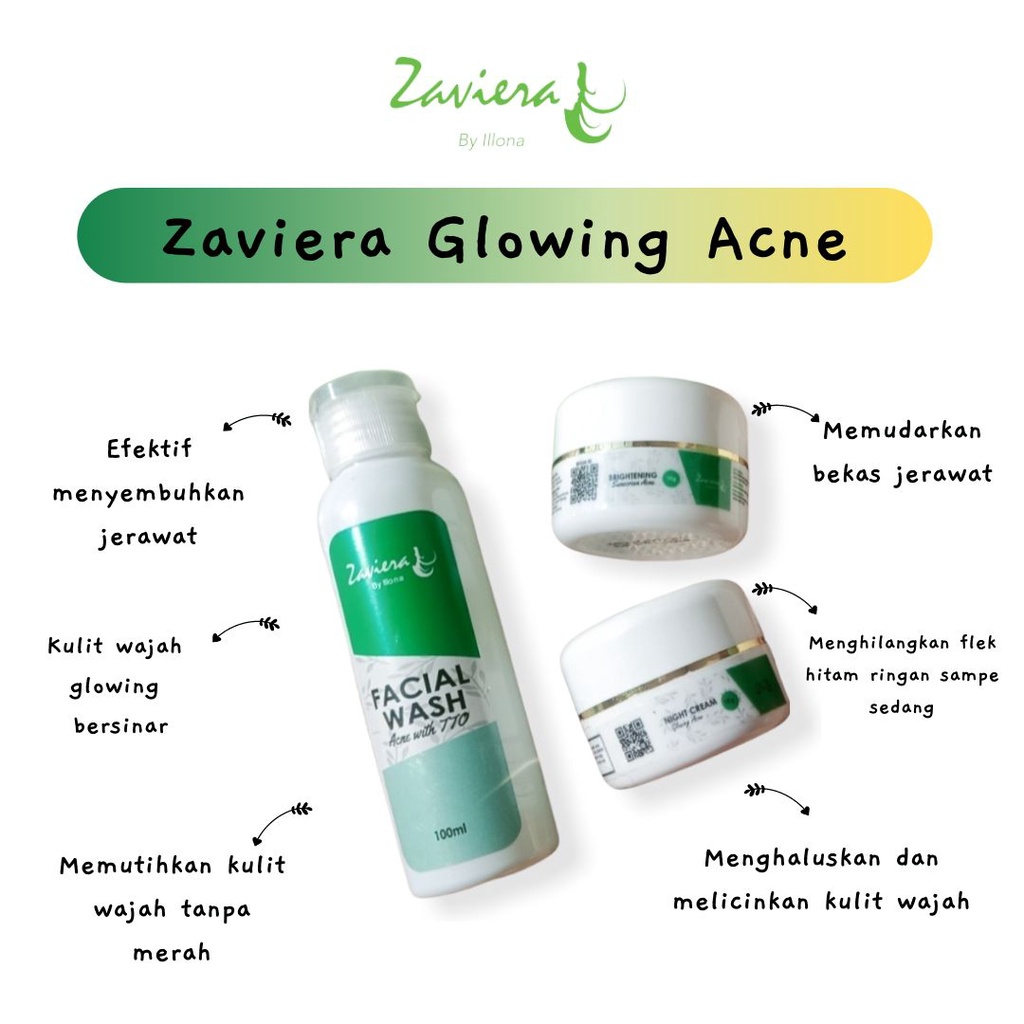 COD Zaviera Skincare Glowing Acne Kulit Putih Glowing Cepat Untuk Kulit Berjerawat Sensitif