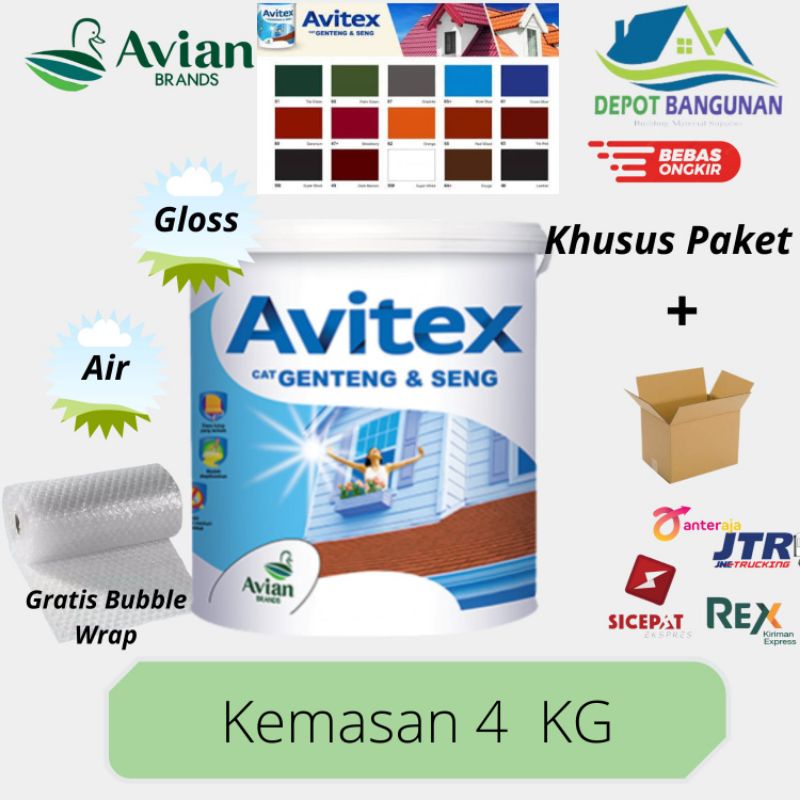 Cat Genteng Seng Cat Genteng AVITEX Ready Mix 4 KG PAKET