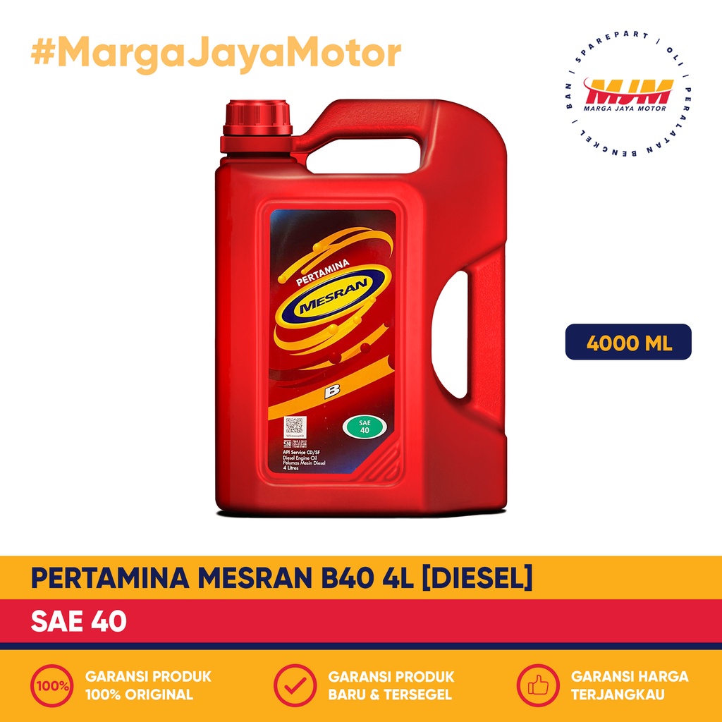 Mesran B40 Sae 40 Diesel 4000ml Pertamina Oil 4L