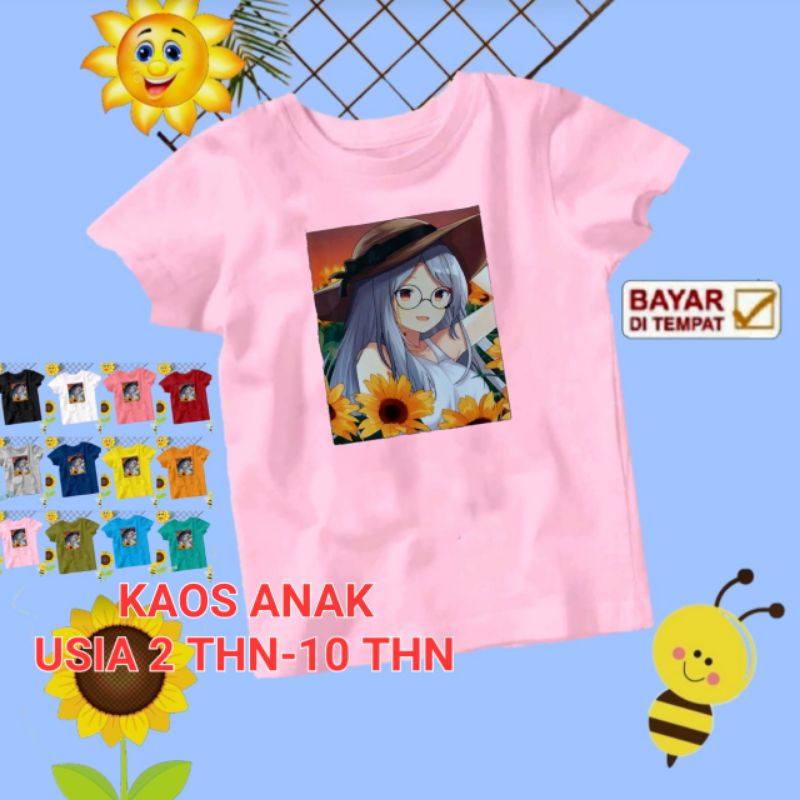 KAOS ANAK PEREMPUAN USIA 2 THN-10 THN (cewe kacamata)