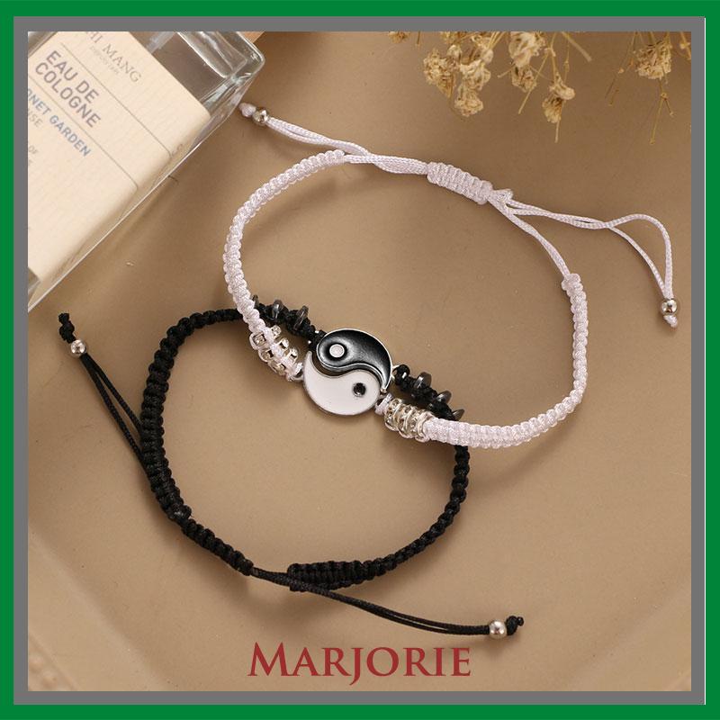 2pcs Gelang Magnet Couple Pasangan Bintang Heksagonal Yin Yang Tai Chi Dapat Disesuaikan Secara Manual /Couple Magnetic Attract Braided Gelang Aksesori-MJD