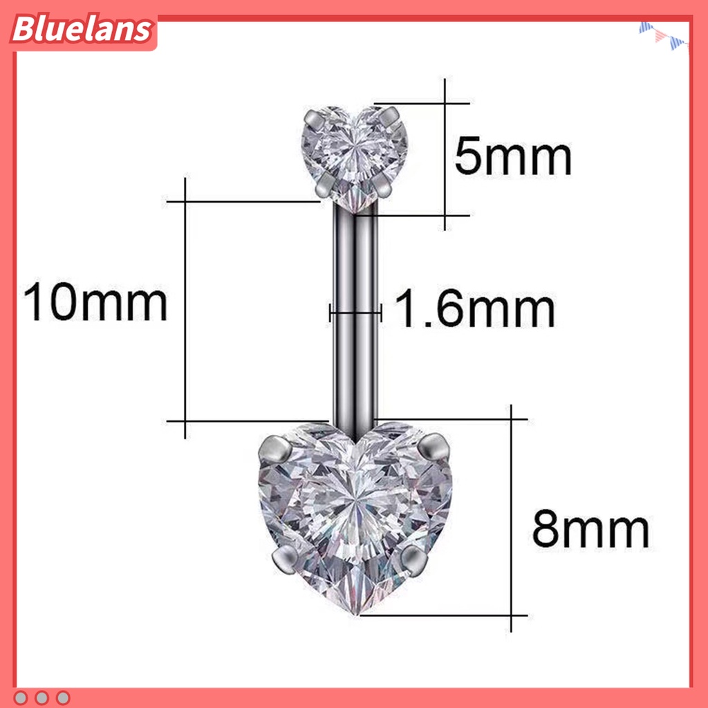 Cincin Tindik Pusar Bentuk Hati Bahan Stainless Steel Tahan Korosi Untuk Wanita