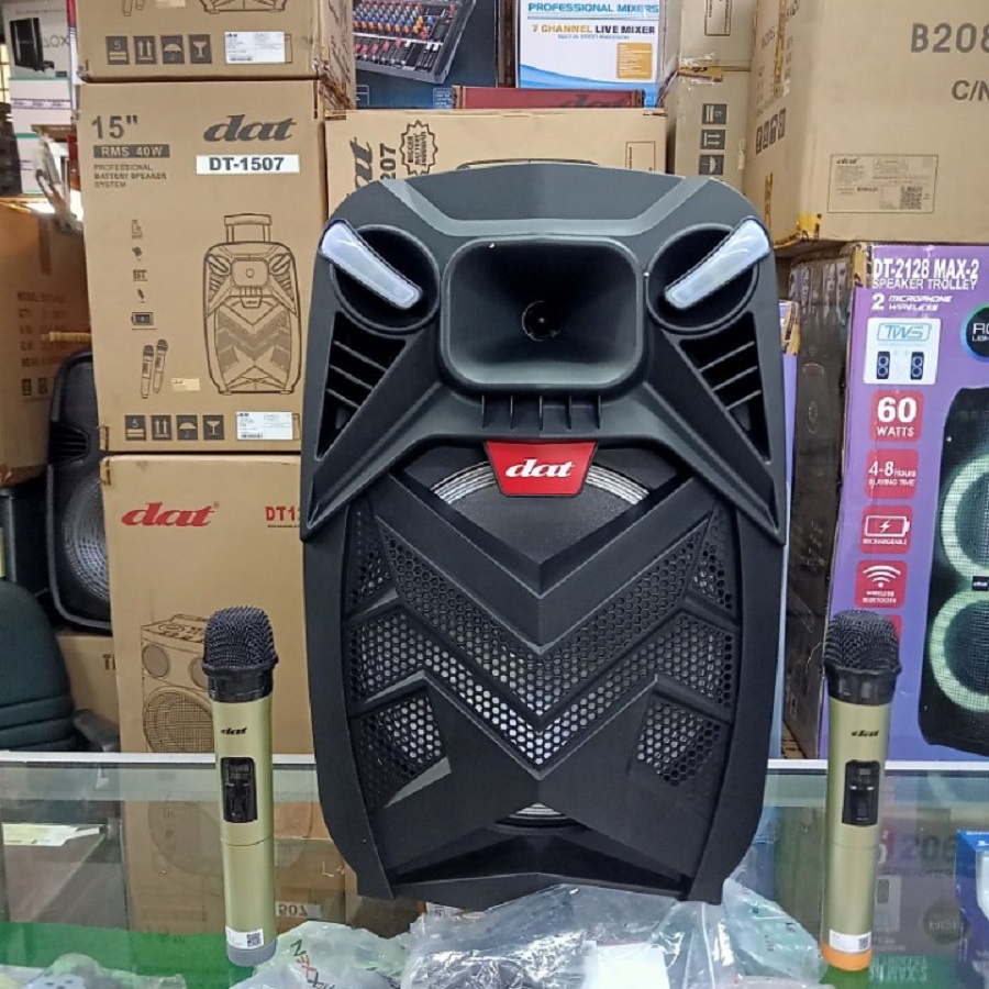 Speaker Portable Amplimeeting Bluetooh Dat 1207 12In 12 Inch Bonus 2 Mic Wireless Super Bass