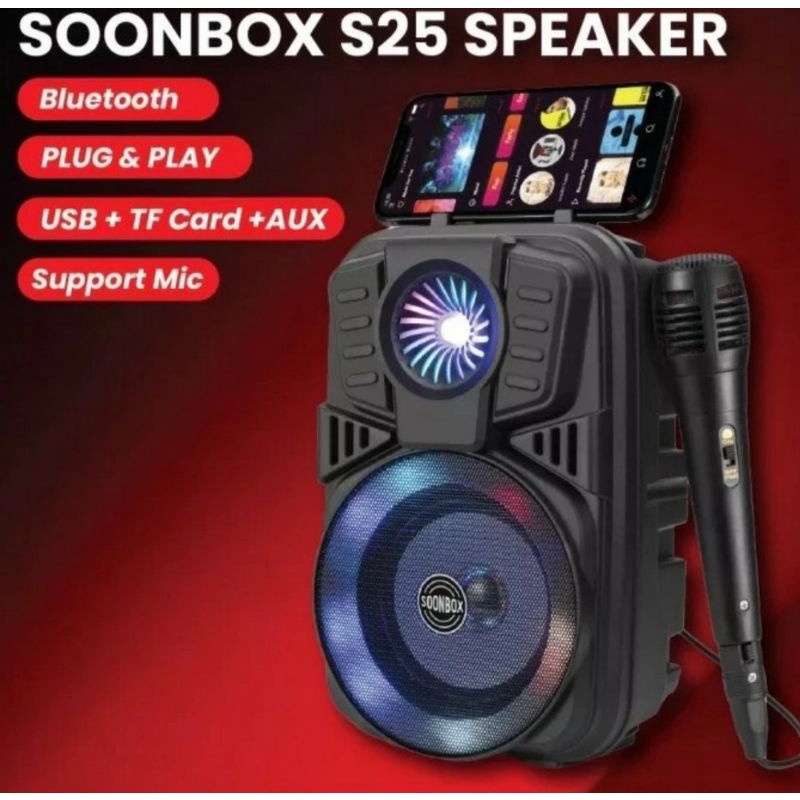 Speaker Bluetooth Karaoke Soonbox S25 Microphone Mik Kabel