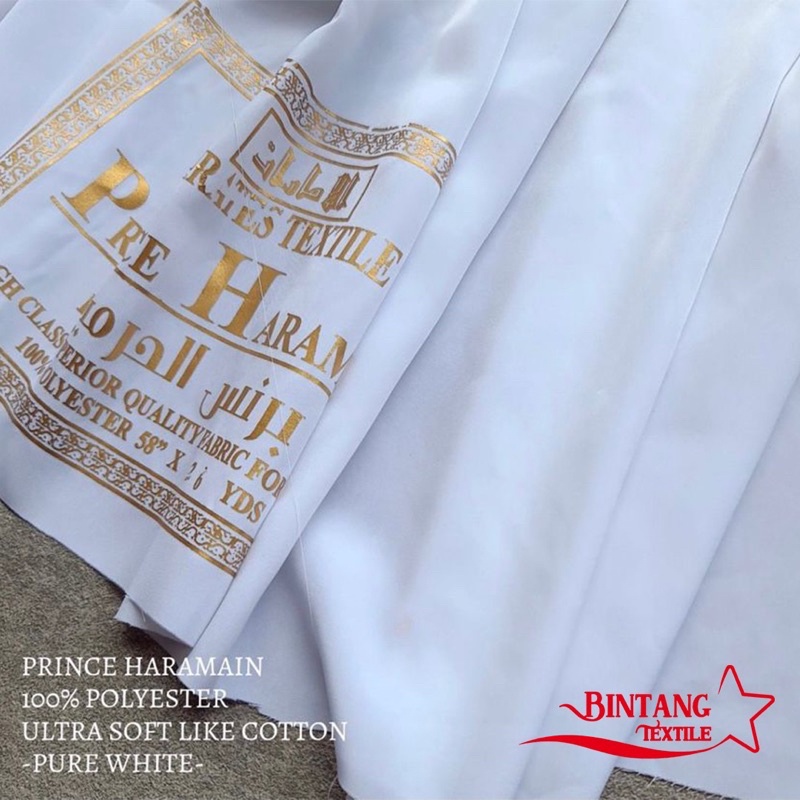 Kain untuk Jubah Gamis Pria Ikhwan PRINCE HARAMAIN Import Pure White Original - Harga per 0.5m