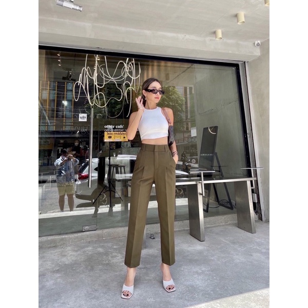 CELANA PROMTHONG MODEL HIGH WAIST BELT ZIPPER DEPAN IMPORT BANGKOK (CLPMT05)