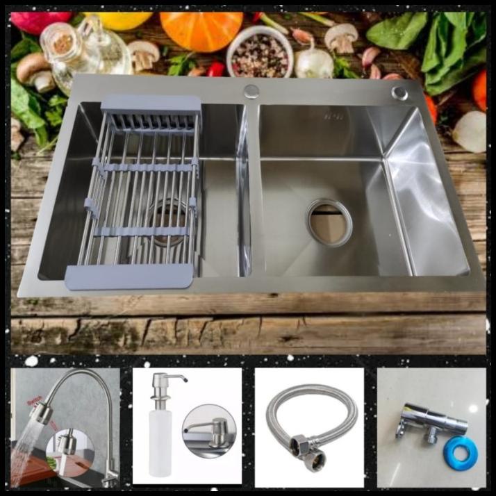 Paket Komplit Sink Valpra 8245 Bak Cuci Piring Minimalis 2 Lubang