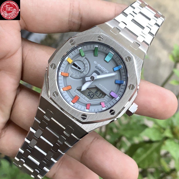 GSHOCK GA2100 ORIGINAL GREY SILVER STEEL GEN4 RAINBOW