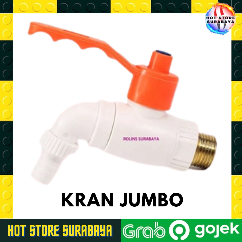 Kran Air Tembok 1/2 3/4 inch Keran Jumbo PVC PRR Drat Kuningan Engkol
