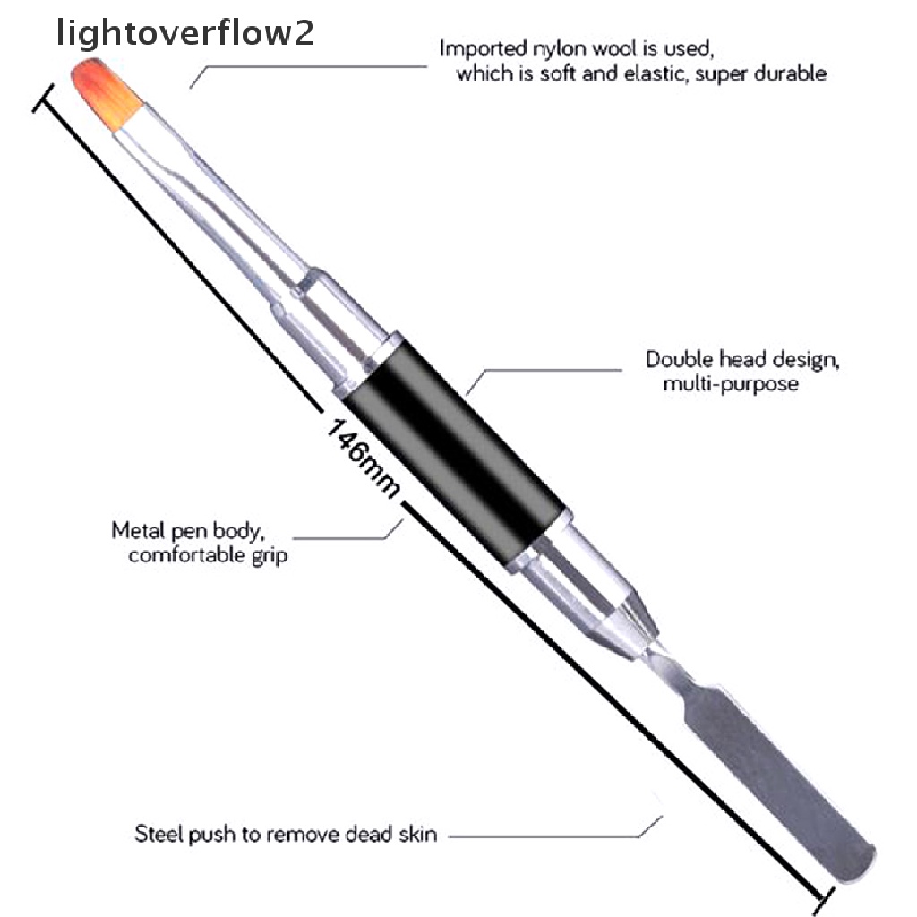 (lightoverflow2) 2in1 Kuas Nail Art Dua Sisi Bahan Stainless Steel (ID)