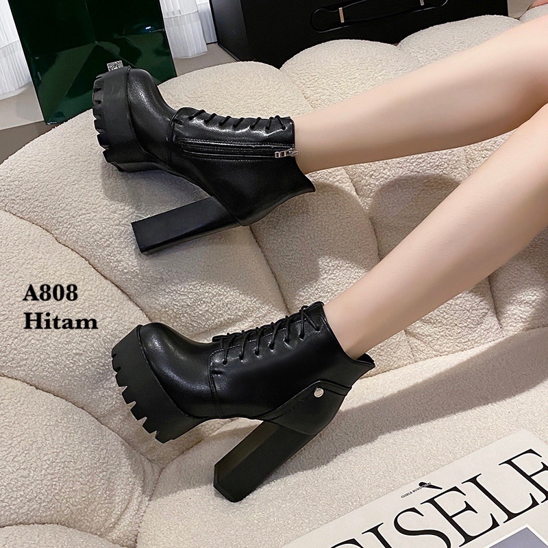 SEPATU BOOTS WANITA IMPOR HIGH BLOCK KOREA #A808