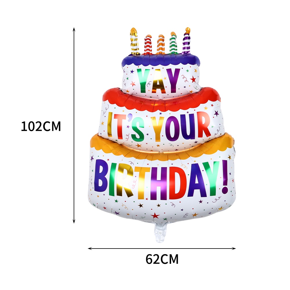 1 Pc Balon Kue Ulang Tahun Tiga Lapis Warna-Warni Bahan Aluminum Untuk Dekorasi Pesta Anak