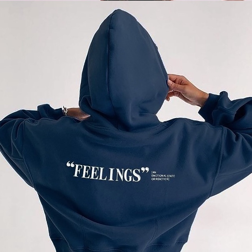 Sweater Hoodie Crop Wanita Feelings - Jumper Wanita - Bahan Fleece - Allsize