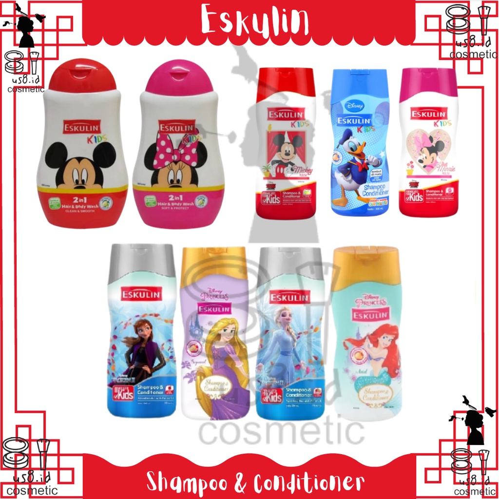 Eskulin Shampoo &amp; Conditioner Anak 200 ml || Shampoo anak || Shampoo anak Disney dan princess